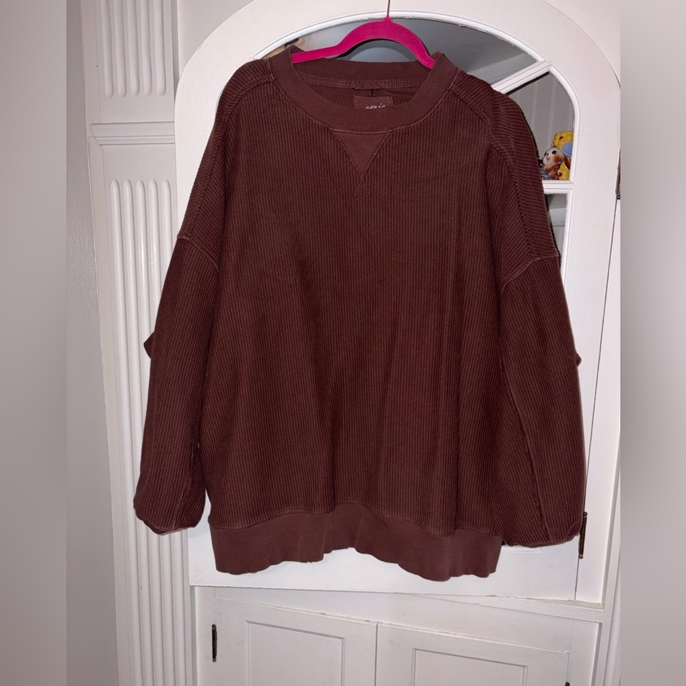Aerie Chocolate Ribbed Knit Sweater
